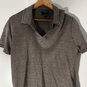 Todd Snyder Black and White Patterned Polo